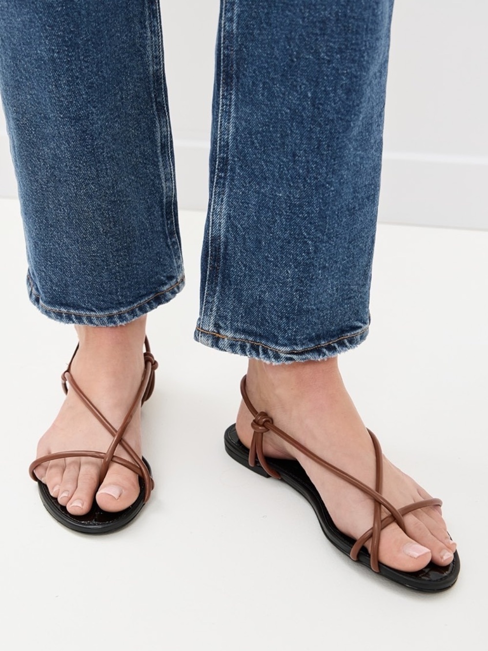 NWT SCHUTZ Malta Flat Sandals Size 7 Strappy Leather Croc Embossed Sauvage